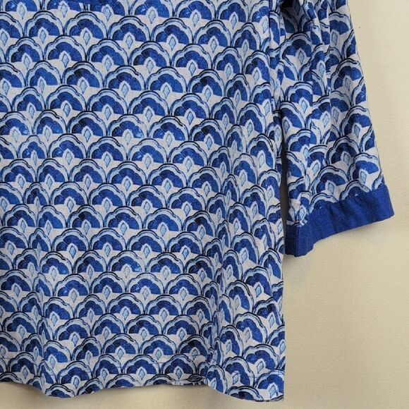 Sigrid Olsen Linen Popover 3/4 Length Sleeve Blouse Top Size XL Amalfi Blue - Picture 4 of 8